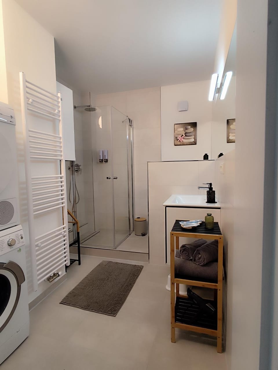Shower, Bathroom, heating, washing machine, dryer