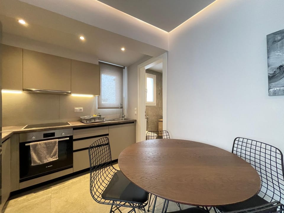 Dining area, oven, stove, kitchen