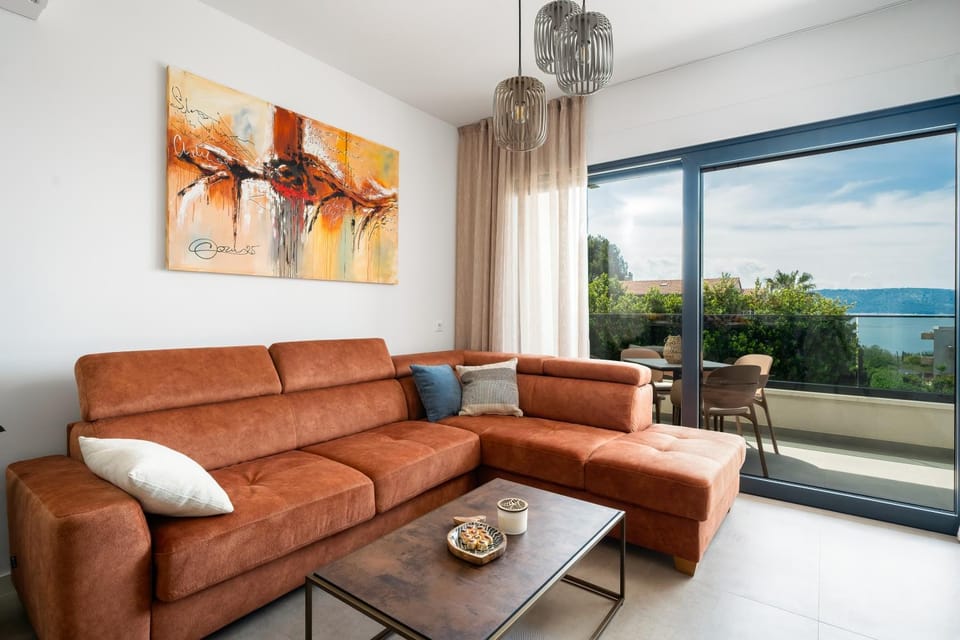 Living room, Seating area, Sea view