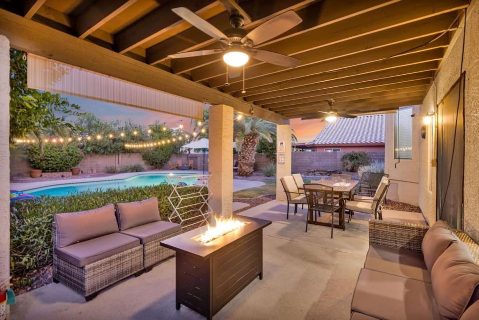 Patio, Seating area, Pool view