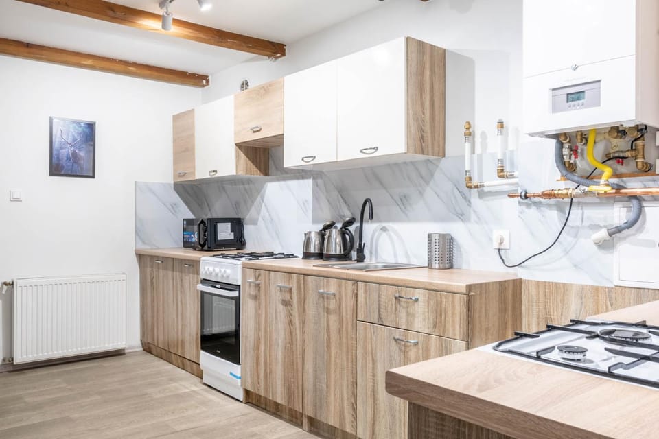 Coffee/tea facilities, Kitchen or kitchenette, oven, stove