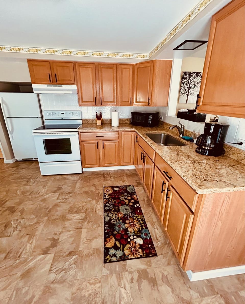 Kitchen or kitchenette, oven, stove, toaster