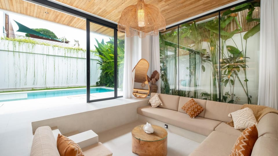 Living room, Seating area, Pool view, Swimming pool, sunbed