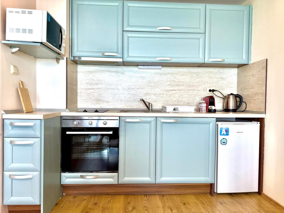 Kitchen or kitchenette, dishwasher, oven, stove