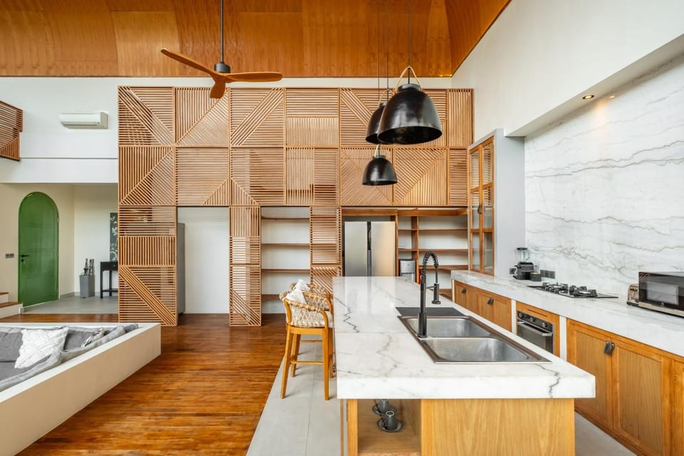 Kitchen or kitchenette, stove