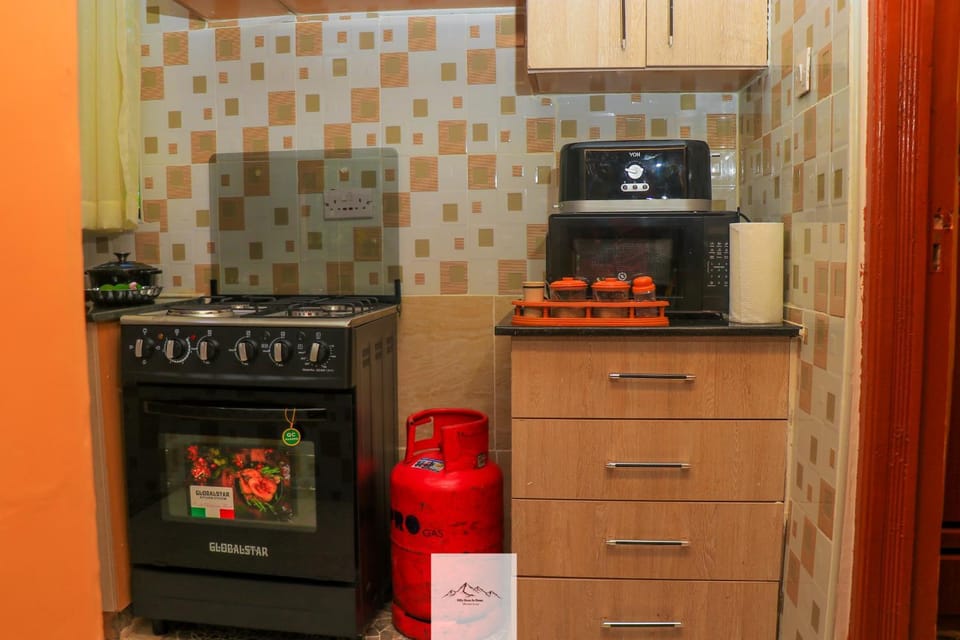 Kitchen or kitchenette, oven