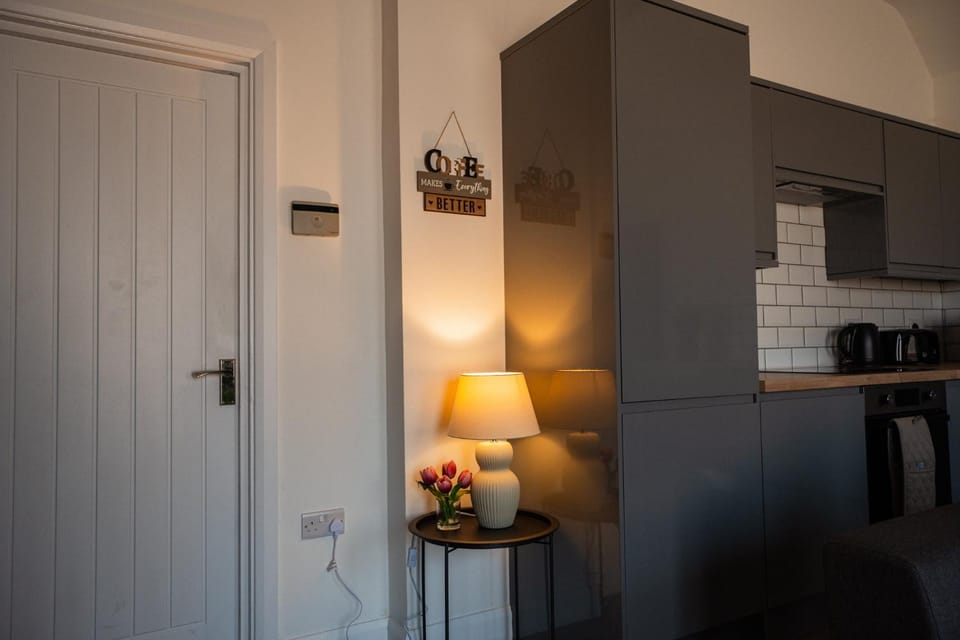 Kitchen or kitchenette, stove