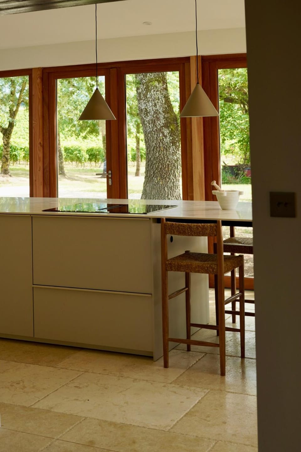 Dining area, stove, kitchen