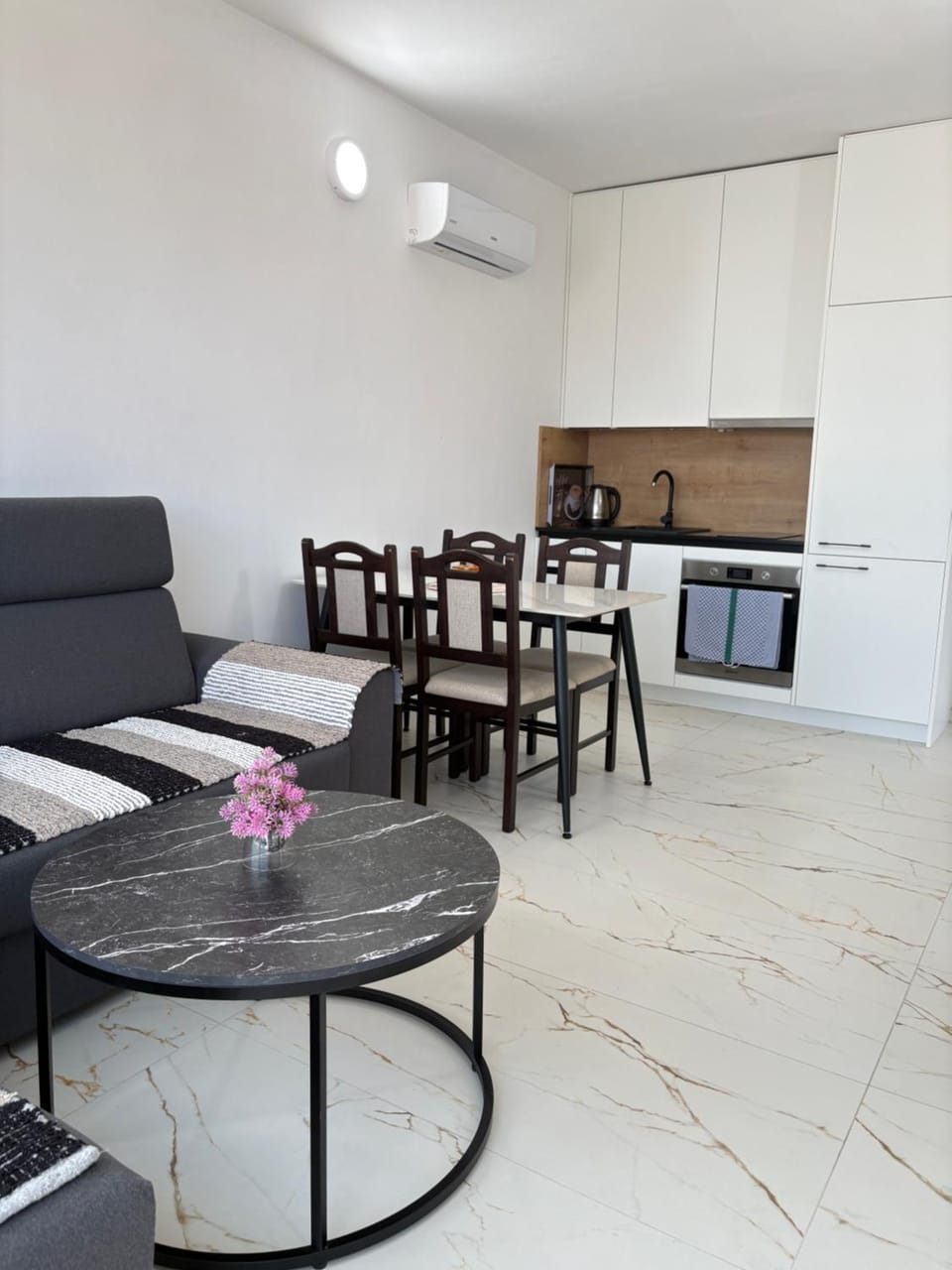 Kitchen or kitchenette, Living room, Seating area, Dining area, oven, stove