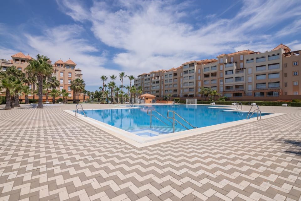 Property building, Living room, Swimming pool