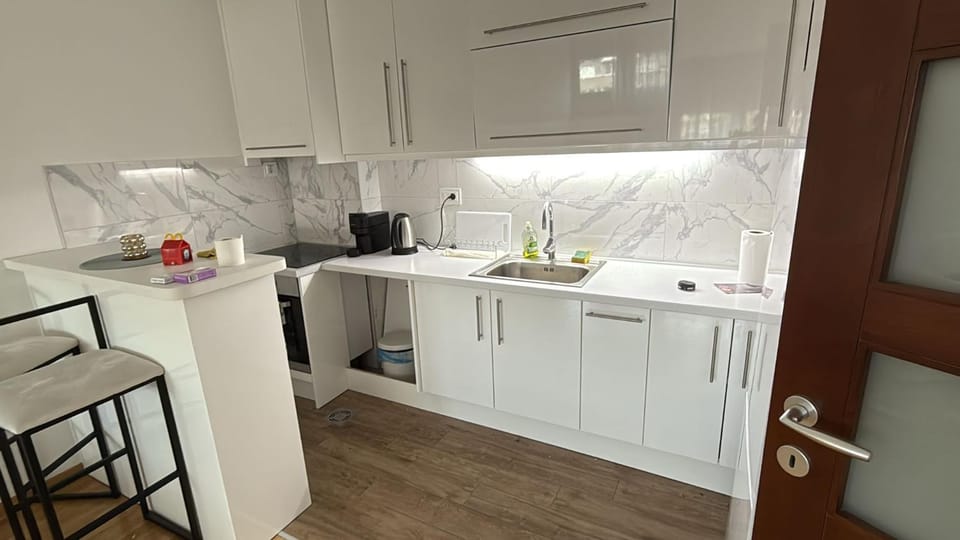 Kitchen or kitchenette, oven