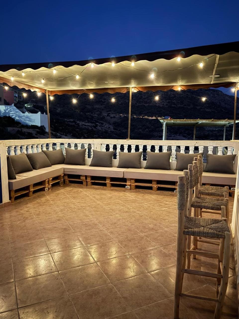 Night, Balcony/Terrace, Seating area
