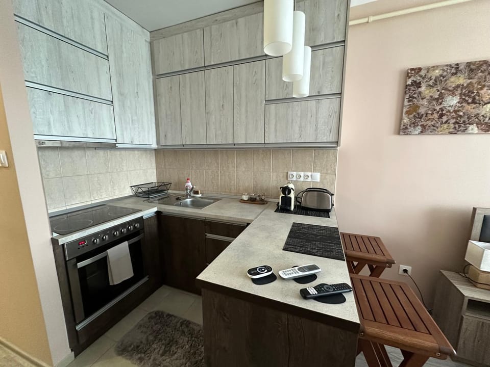 Coffee/tea facilities, Kitchen or kitchenette, stove, toaster