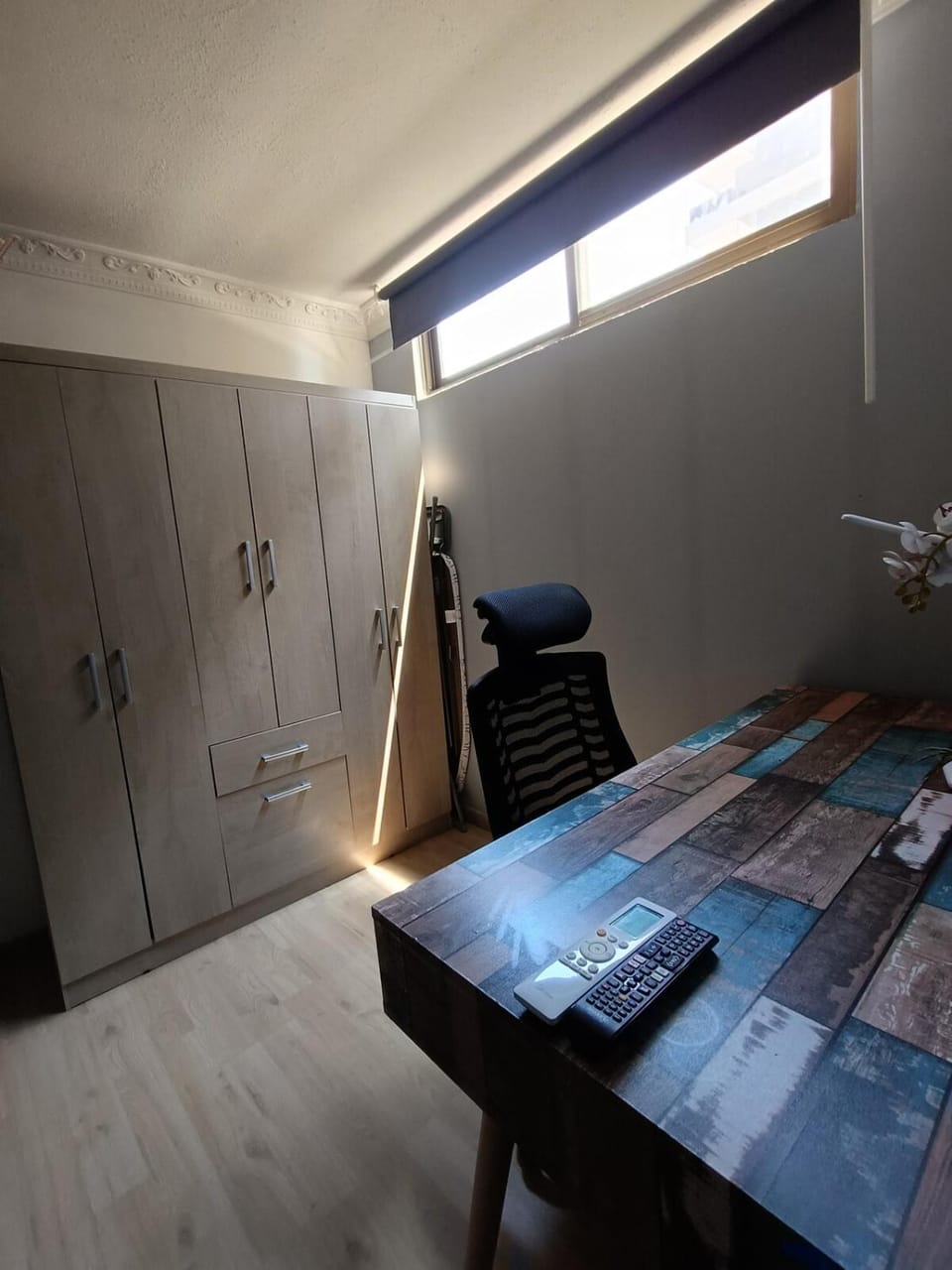 Seating area, wardrobe