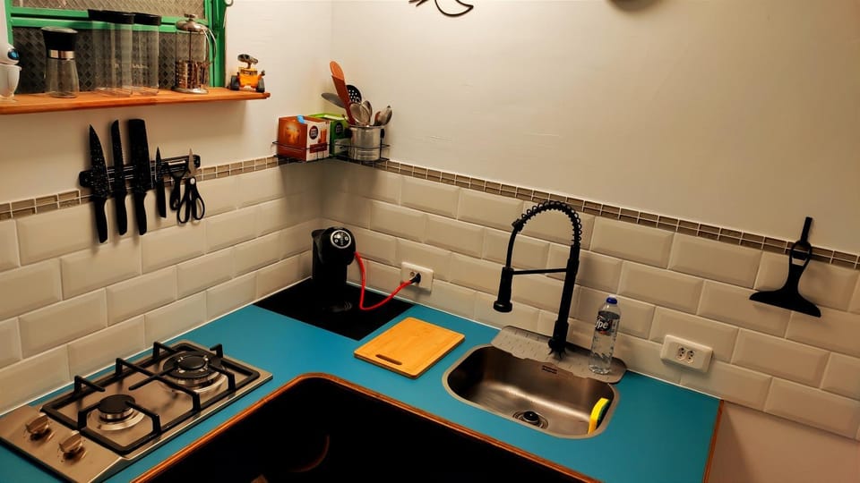 Kitchen or kitchenette, minibar, stove