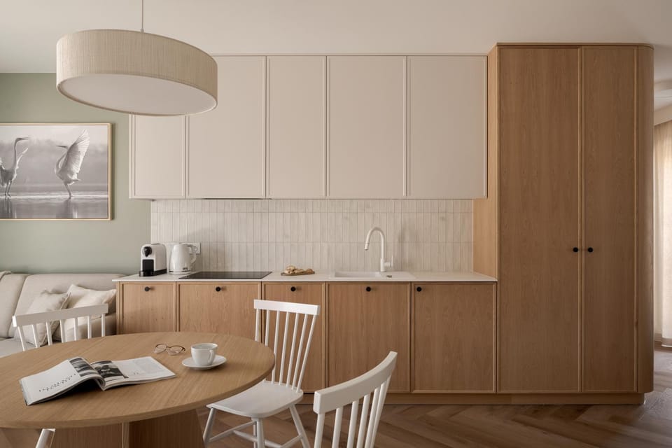 Kitchen or kitchenette, Living room, Seating area, Dining area, wardrobe