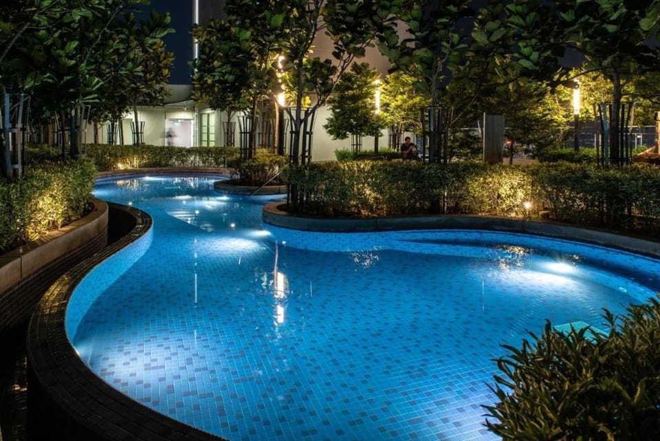 Night, Garden view, Pool view, Swimming pool