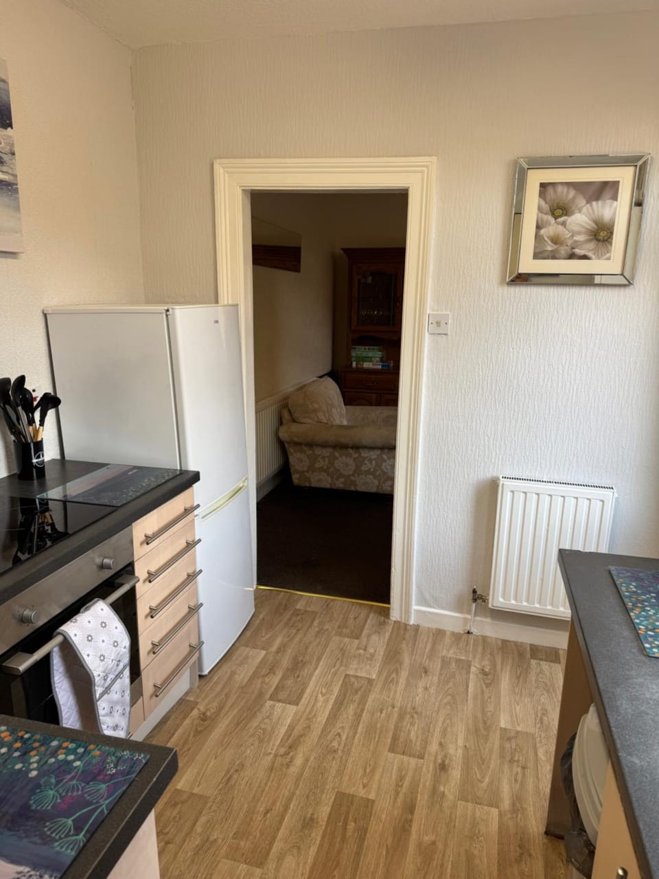 Kitchen or kitchenette, oven, stove