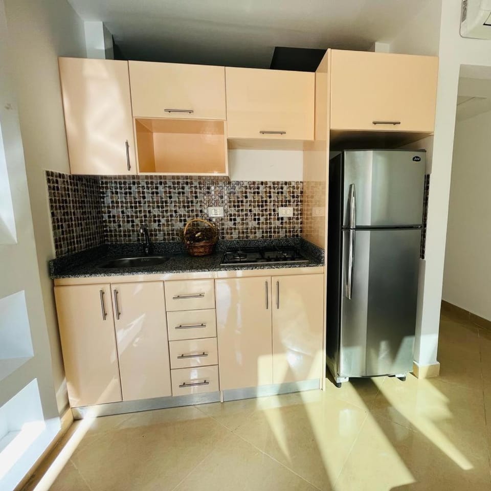 Kitchen or kitchenette, stove