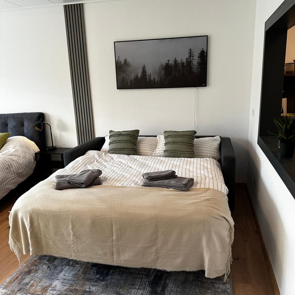 Bed, Photo of the whole room, Bedroom, towels