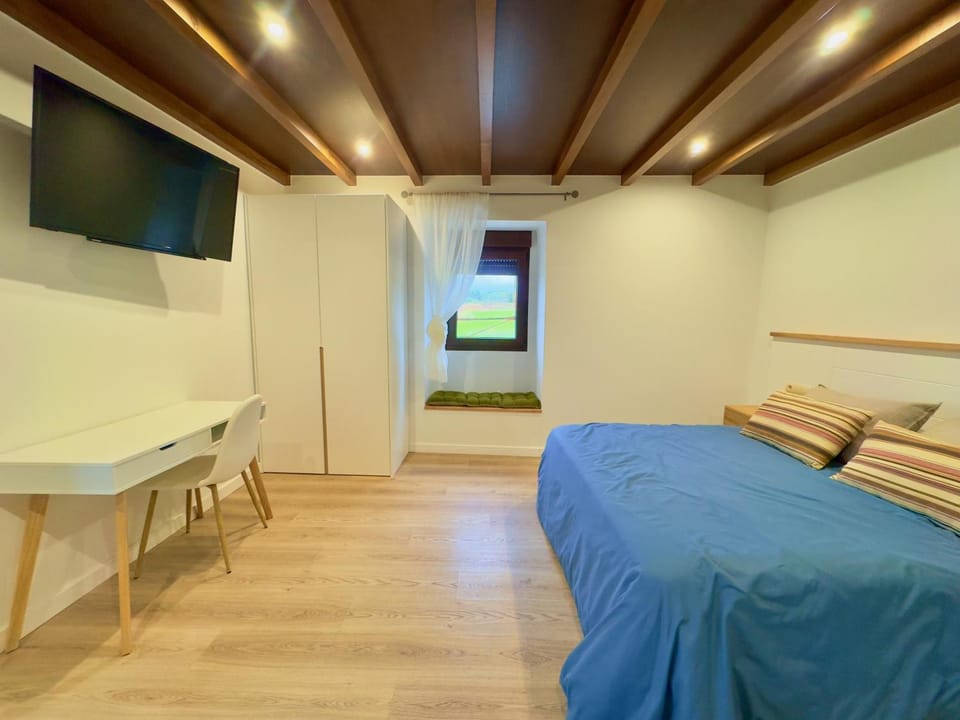 Bed, TV and multimedia, Seating area, Bedroom