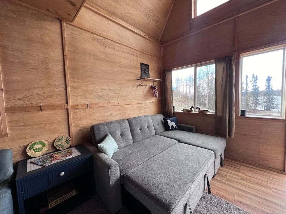 Bed, Living room, Seating area