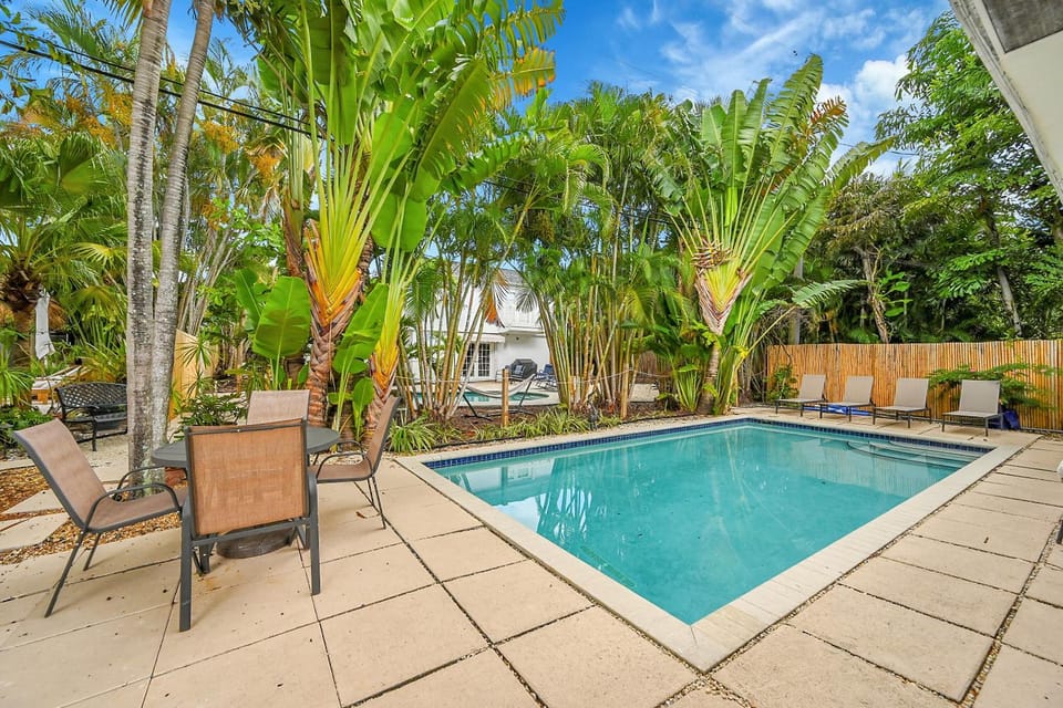 Natural landscape, Garden, Pool view, Swimming pool, sunbed