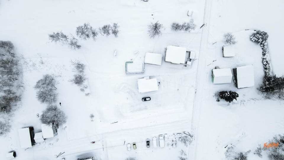 Property building, Bird's eye view, Winter