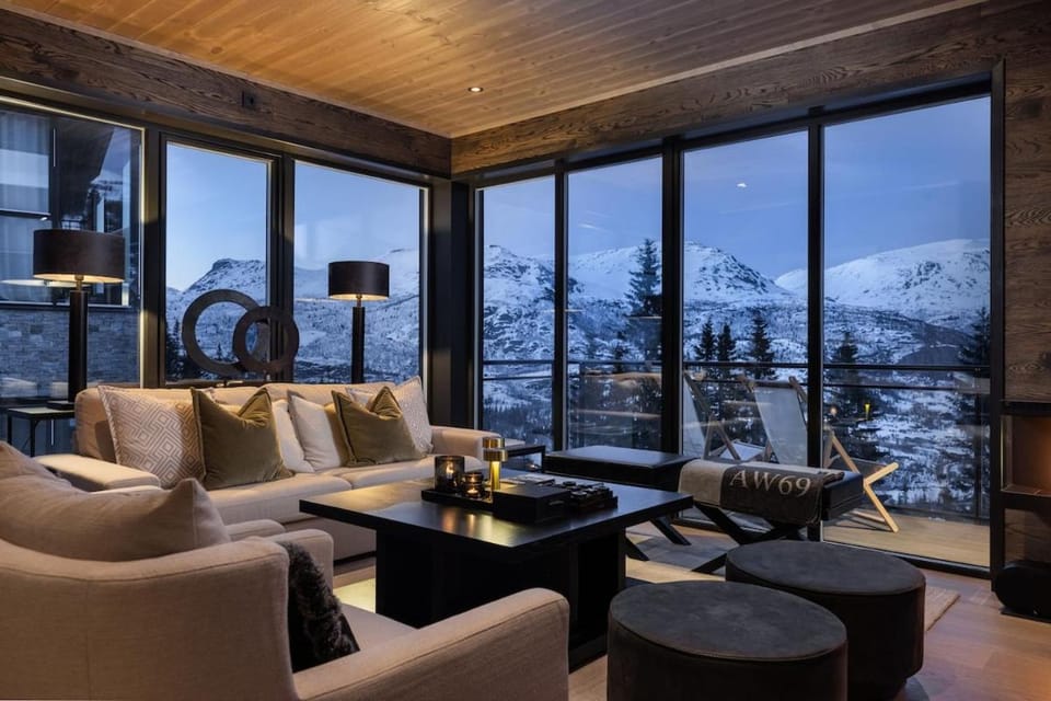 Natural landscape, Winter, Living room, Mountain view