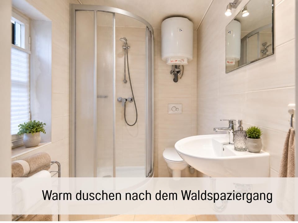 Shower, Bathroom, Text overlay, hair dryier, towels