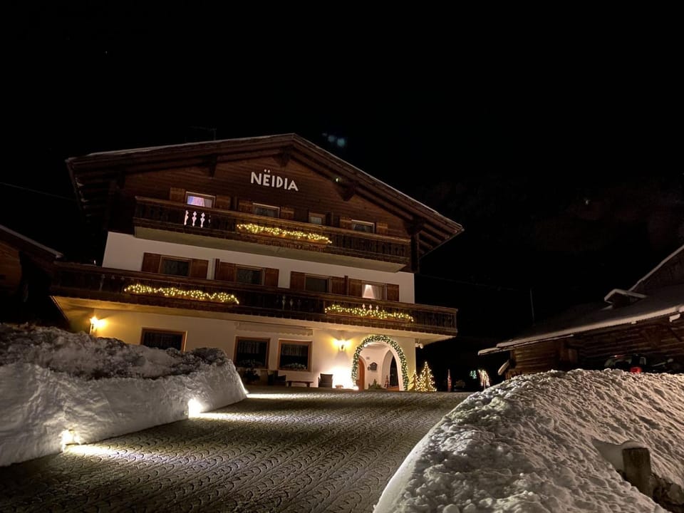 Property building, Night, Winter