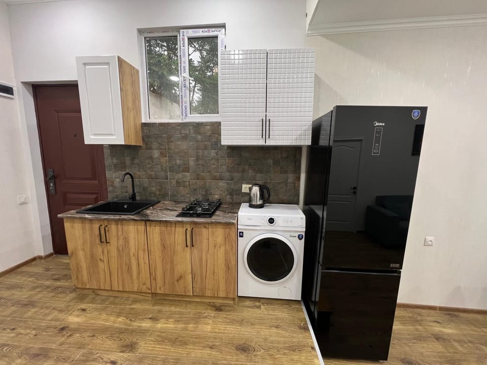 Kitchen or kitchenette, minibar, washing machine