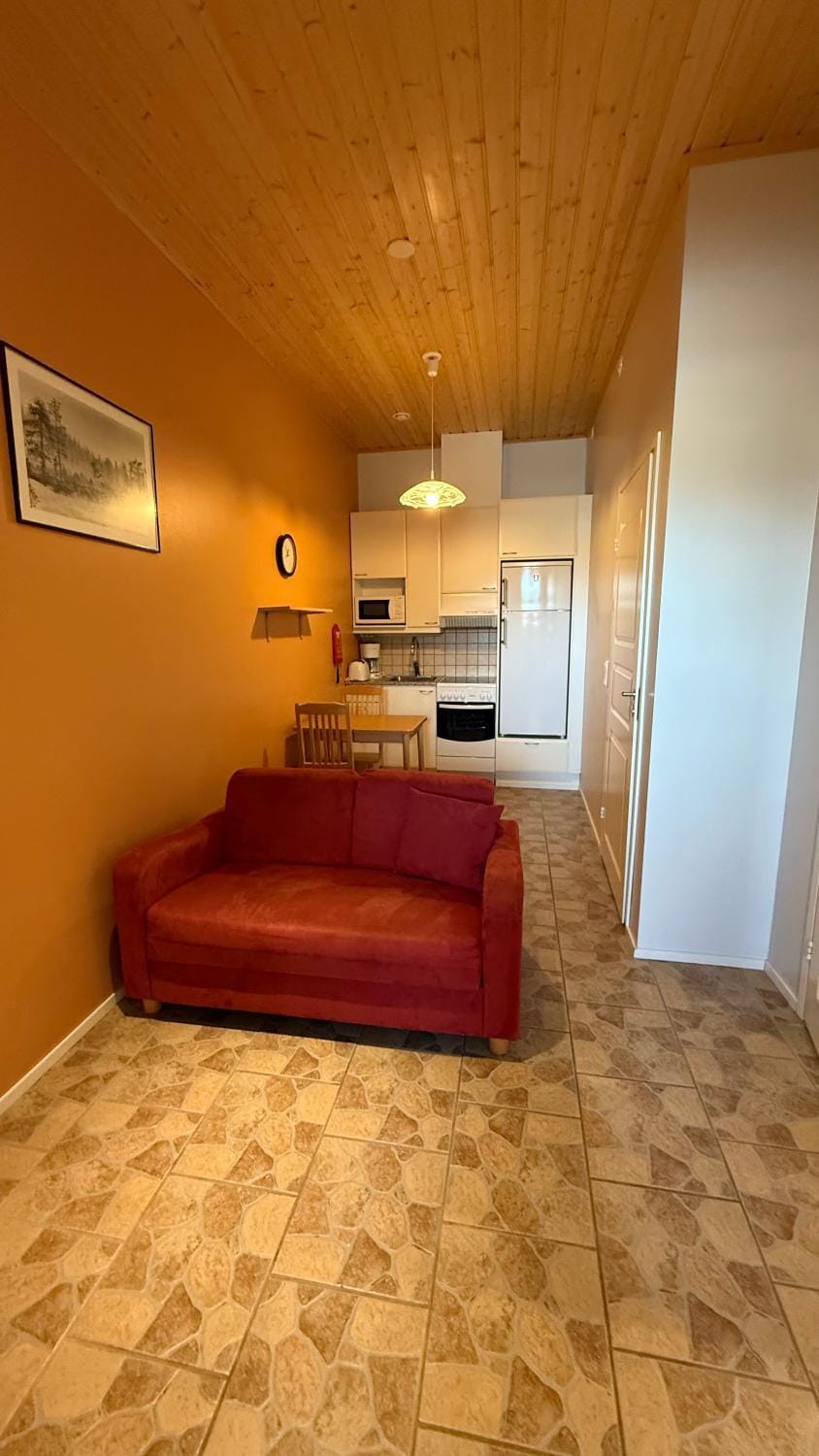 Kitchen or kitchenette, Living room, Seating area