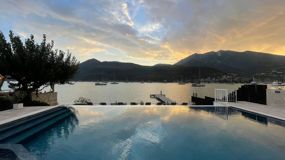 Natural landscape, Swimming pool, Sunset