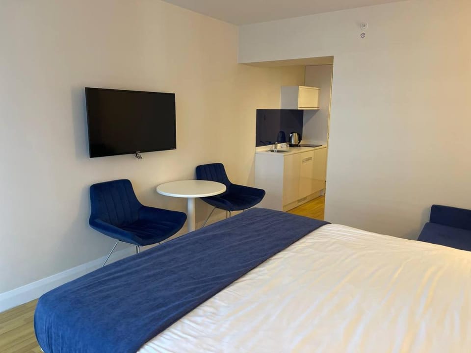 Bed, TV and multimedia, Kitchen or kitchenette, Photo of the whole room, Bedroom, minibar