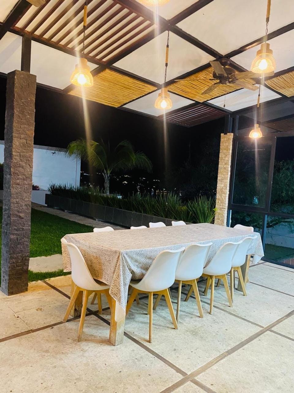 Patio, Night, Dining area