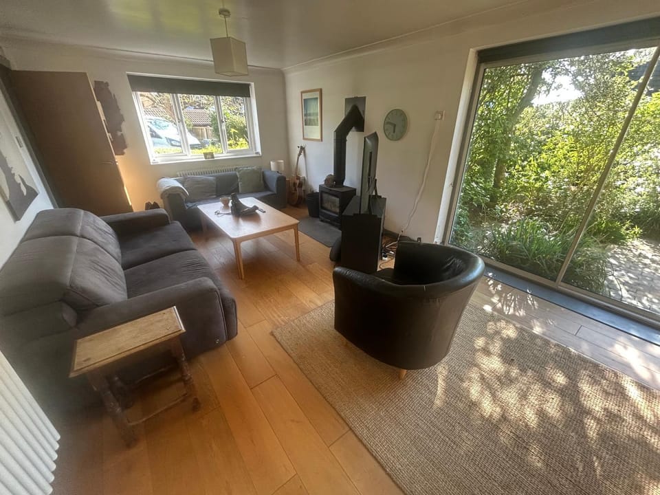 Living room, Seating area, Garden view