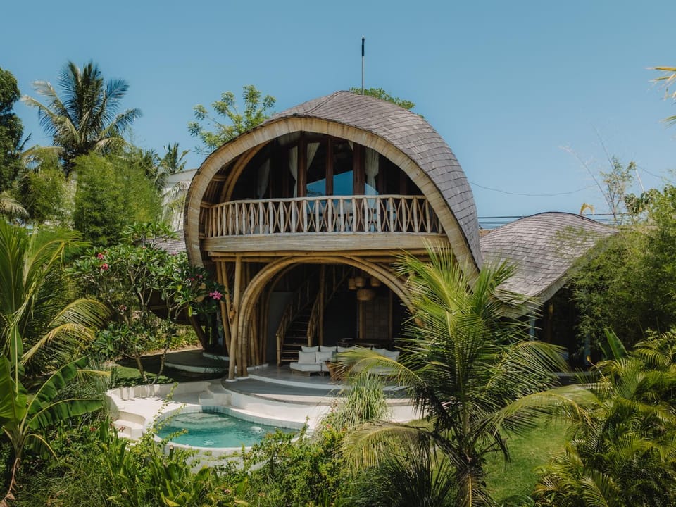 Property building, Spring, Day, Natural landscape, Garden, Garden view, Pool view, Swimming pool