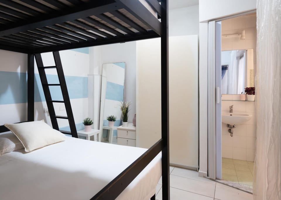 Bed, bunk bed, wardrobe