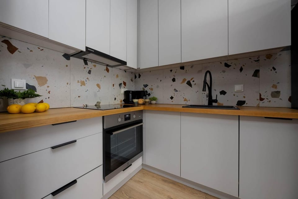 Kitchen or kitchenette, dishwasher, oven, stove