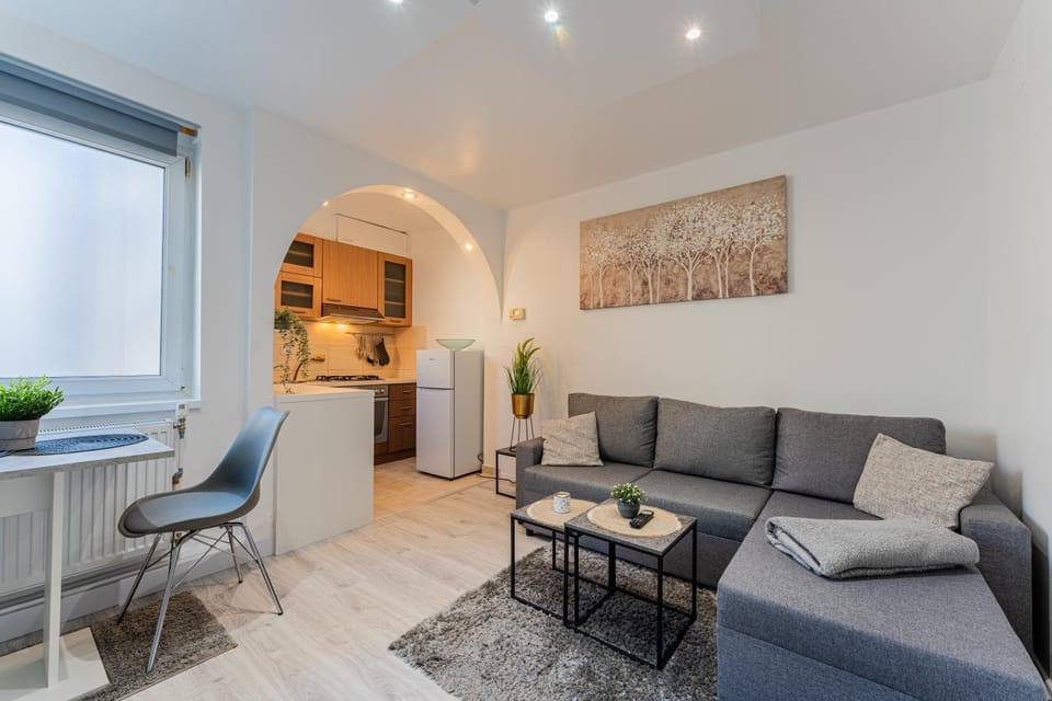 Kitchen or kitchenette, Living room, Seating area, Dining area, stove