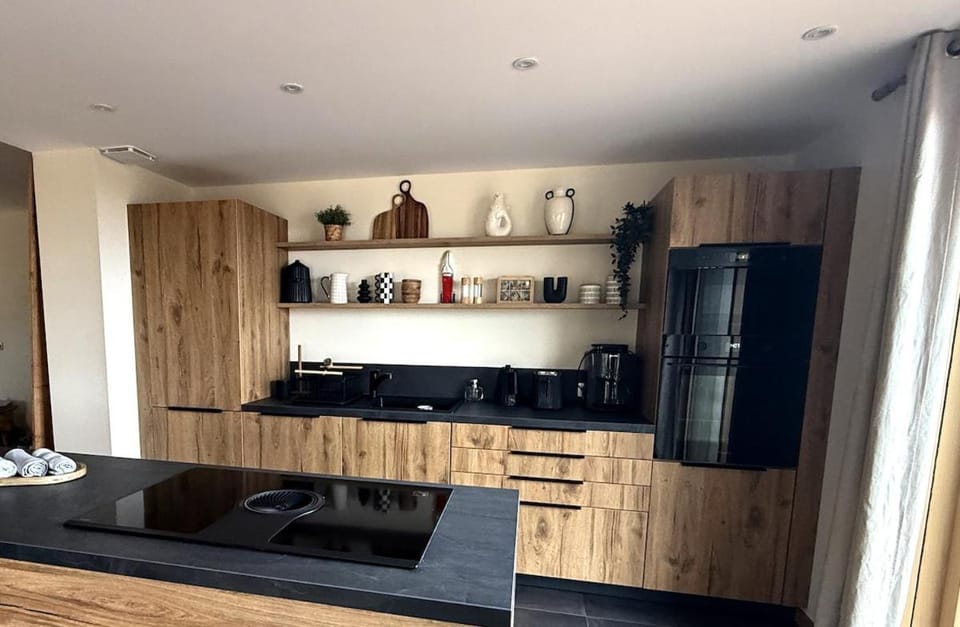 Kitchen or kitchenette, oven, stove