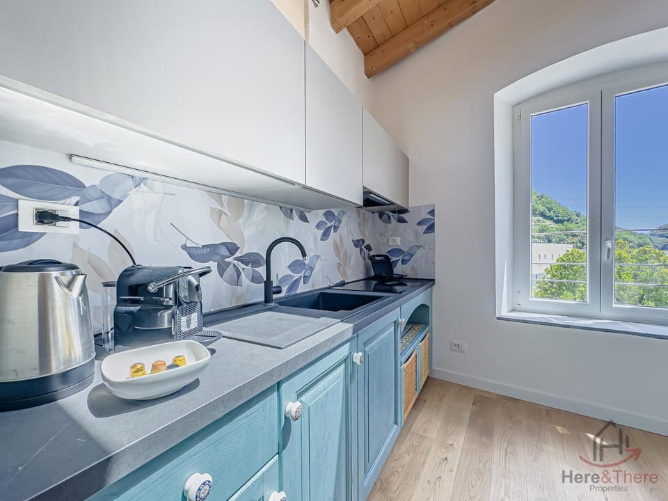 Kitchen or kitchenette, stove