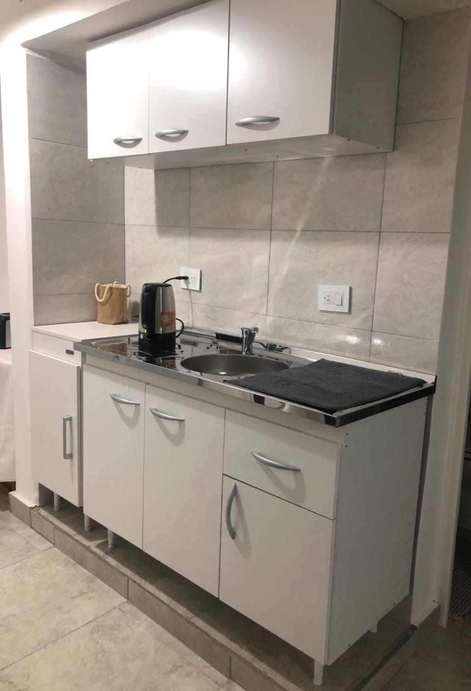 Kitchen or kitchenette, stove
