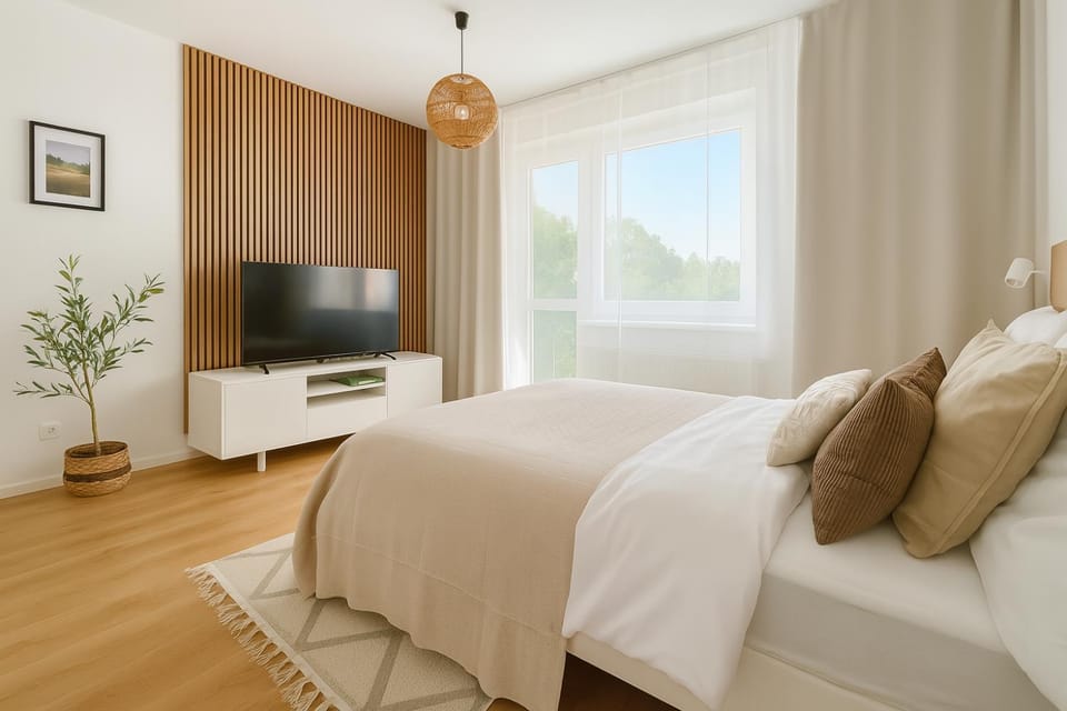 Bed, TV and multimedia, Balcony/Terrace, Photo of the whole room, Bedroom