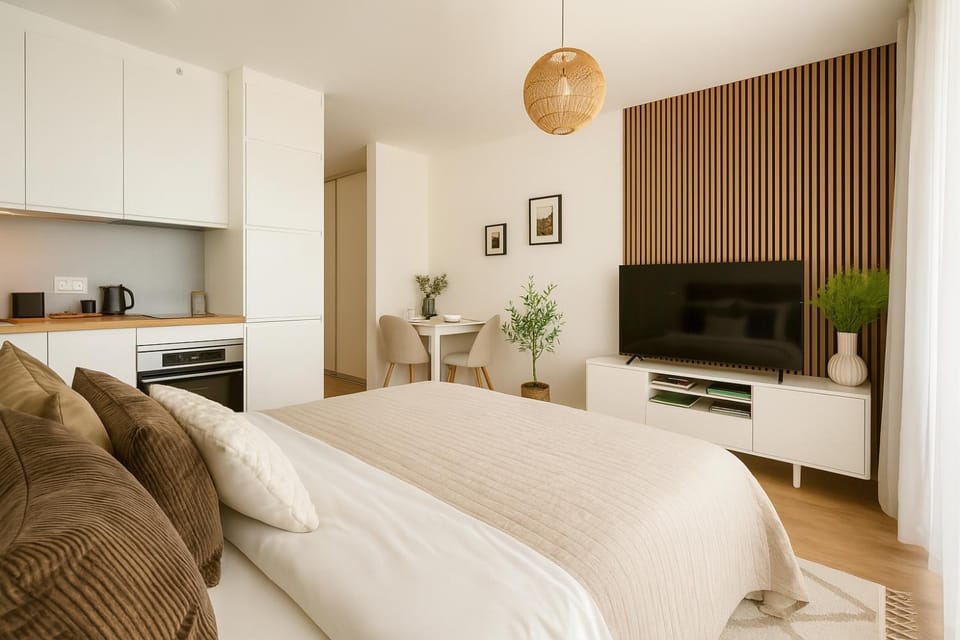 Bed, TV and multimedia, Living room, Photo of the whole room, Bedroom