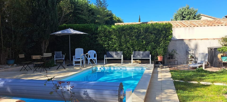 Spring, Pool view, Swimming pool, sunbed