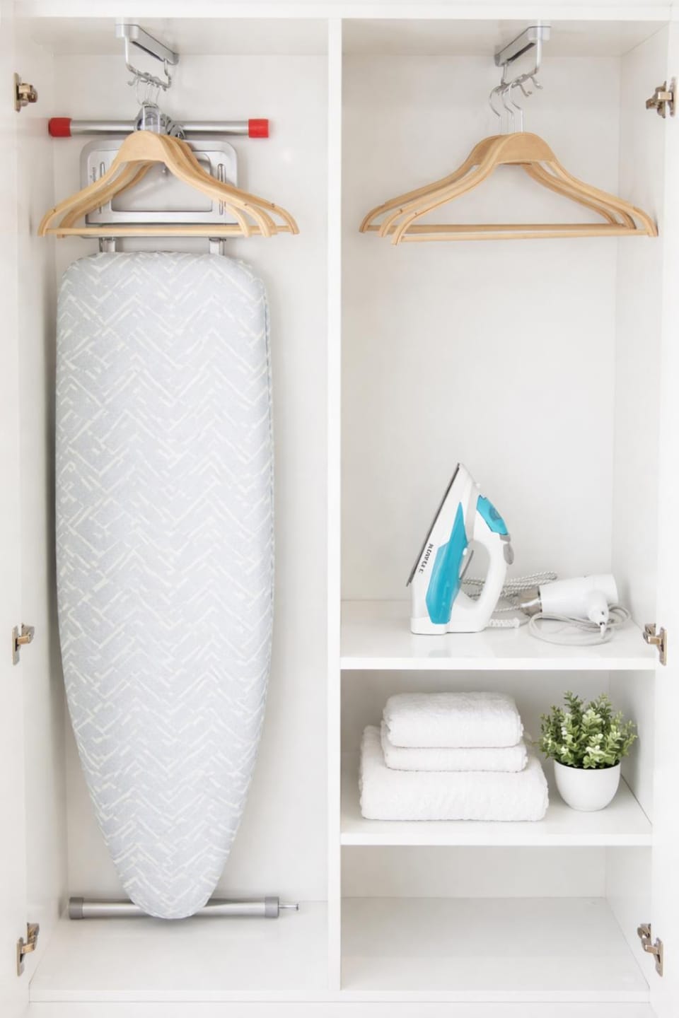 Property building, furniture, towels, wardrobe
