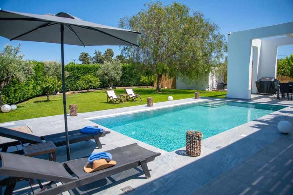 Patio, Natural landscape, Garden, Garden view, Pool view, Swimming pool, sunbed