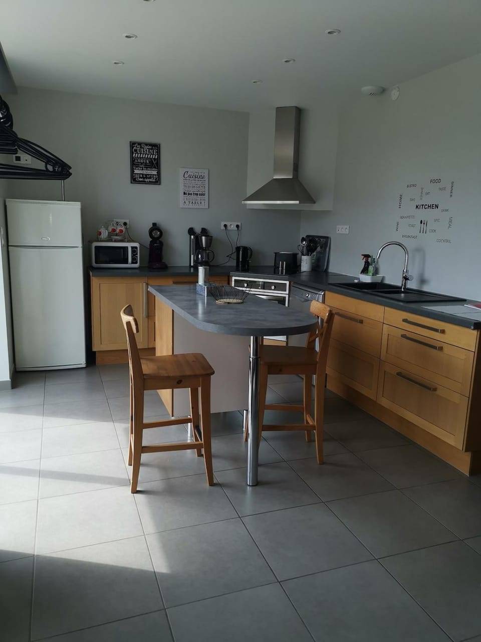 Kitchen or kitchenette, stove